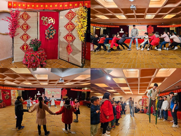 Nhiều hoạt động bổ ích đậm chất truyền thống thu hút sự chú ý của con em các gia đình cán bộ. (Ảnh: MINH DUY)