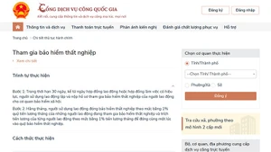 Thí điểm 6 thủ tục bảo hiểm thất nghiệp trên Cổng Dịch vụ công quốc gia