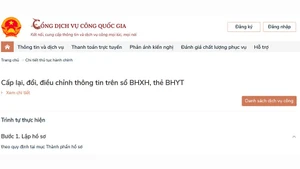 Một dịch vụ công trực tuyến của Bảo hiểm xã hội Việt Nam trên Cổng dịch vụ công quốc gia.