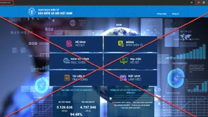Trang web giả mạo có giao diện tương tự trang chính thức Cổng Dịch vụ công trực tuyến của Bảo hiểm xã hội Việt Nam. (Ảnh: VSS)