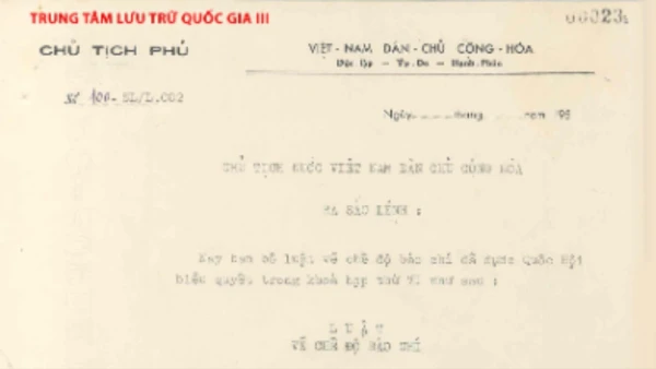 Sắc lệnh số 100-SL/L.002 ngày 20/5/1957 công bố Luật về chế độ báo chí