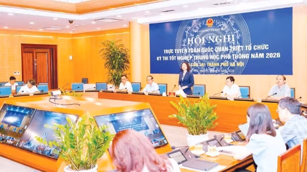 Hội nghị về công tác tổ chức Kỳ thi tốt nghiệp trung học phổ thông năm 2026. (Ảnh: PHẠM LINH)