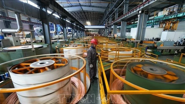 Đồng được sản xuất tại nhà máy ở tỉnh Chiết Giang, Trung Quốc. (Ảnh tư liệu: THX/TTXVN) 