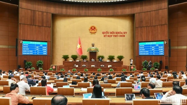 Kết quả biểu quyết thông qua Nghị quyết của Quốc hội về việc sửa đổi, bổ sung một số điều của Hiến pháp năm 2013. (Ảnh: THỦY NGUYÊN) 