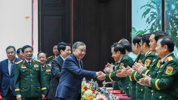Tổng Bí thư Tô Lâm dự bế mạc Đại hội đại biểu Đảng bộ Quân đội lần thứ XII. (Ảnh: DUY LINH)
