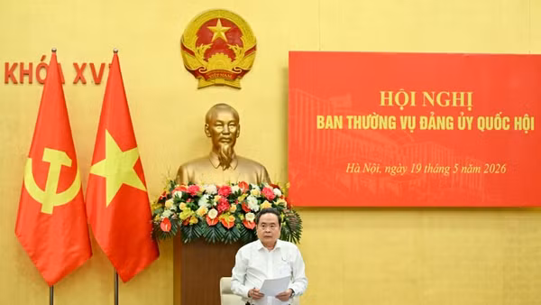 Bí thư Đảng ủy Quốc hội, Chủ tịch Quốc hội Trần Thanh Mẫn phát biểu khai mạc hội nghị Ban Thường vụ Đảng ủy Quốc hội. (Ảnh: DUY LINH)