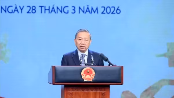 Tổng Bí thư Tô Lâm phát biểu chỉ đạo tại Lễ kỷ niệm 80 năm Ngày truyền thống ngành thể dục thể thao Việt Nam. (Ảnh: ĐĂNG KHOA) 