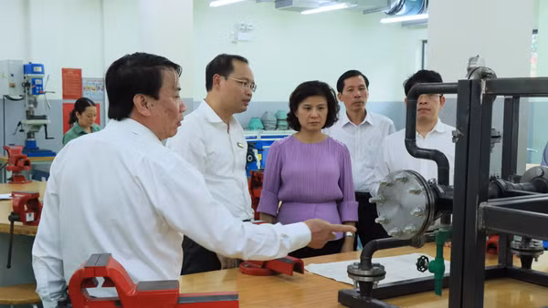 Xưởng thực hành của Trường cao đẳng Cơ giới và Thủy lợi. (Ảnh: NGỌC CHÂU)