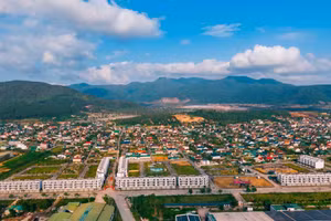 Toàn cảnh ROX Living Hồng Lĩnh từ trên cao với quy hoạch phân khu rõ ràng.