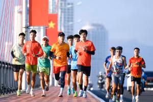 Các runners tập dợt trên cung đường chạy, chuẩn bị cho Tiền Phong Marathon 2026 sẽ diễn ra tại Khánh Hòa từ 27/3-29/3/2026. (Ảnh: Tiền Phong)