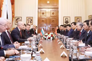 Tổng Bí thư Tô Lâm và Tổng thống Rumen Radev đã tiến hành hội đàm tại Phủ Tổng thống. (Ảnh: Thống Nhất/TTXVN)