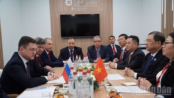 Phó Thủ tướng Thường trực Chính phủ Phạm Gia Túc gặp, làm việc với Phó Thủ tướng Nga Alexander Novak. (Ảnh: XUÂN HƯNG)