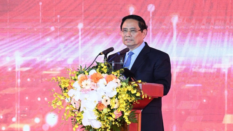 Thủ tướng Chính phủ Phạm Minh Chính phát biểu ý kiến tại buổi lễ. (Ảnh: TRẦN HẢI)