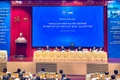 Các diễn giả trong phiên thảo luận đầu tiên trong hội thảo. (Ảnh: HÒA AN)