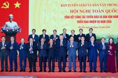 Tổng Bí thư Tô Lâm và các đồng chí lãnh đạo Đảng, Nhà nước dự Hội nghị tổng kết công tác tuyên giáo và dân vận năm 2025, triển khai nhiệm vụ năm 2026. (Ảnh: ĐĂNG KHOA)