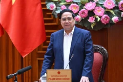 Thủ tướng Chính phủ Phạm Minh Chính phát biểu ý kiến chỉ đạo cuộc làm việc với Bộ Quốc phòng. (Ảnh: TRẦN HẢI)