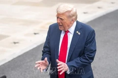 Ảnh tư liệu: Tổng thống Mỹ Donald Trump phát biểu với báo giới tại Nhà trắng, Washington, D.C. (Ảnh: THX/TTXVN)