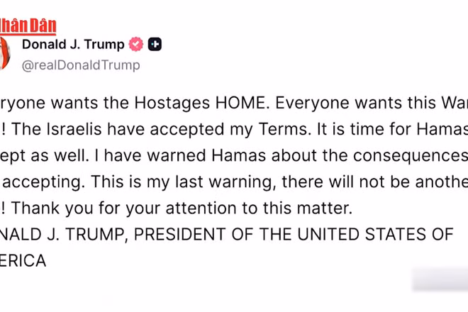 [Video] Tổng thống Mỹ đưa ra “cảnh báo cuối cùng” với lực lượng Hamas 
