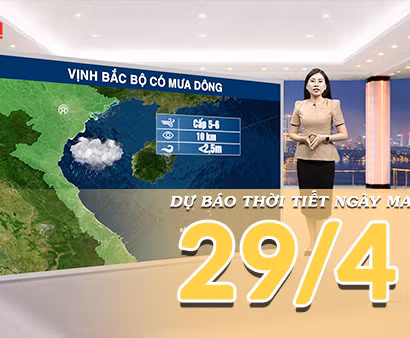 [Video] Dự báo thời tiết đêm nay và ngày mai ngày 29/4/2026: Không khí lạnh tràn về, Bắc Bộ mưa dông diện rộng