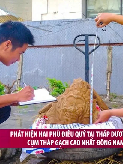 [Video] Phát hiện hai phù điêu quý tại tháp Dương Long, cụm tháp gạch cao nhất Đông Nam Á