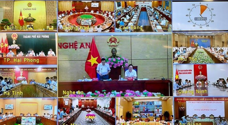 Các điểm cầu trực tuyến họp Chính phủ tháng 6/2025. (Ảnh chụp màn hình) nqcp2.jpg