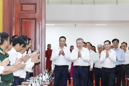 Tổng Bí thư Tô Lâm và các đại biểu. (Ảnh: Thống Nhất/TTXVN)