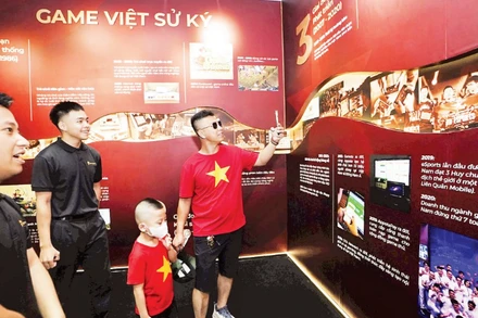 Một không gian trưng bày game Việt tại Triển lãm thành tựu đất nước.