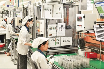 Công nhân làm việc trong nhà máy của Công ty TNHH Hyundai Kefico Việt Nam, Khu công nghiệp Đại An, thành phố Hải Phòng. (Ảnh ĐĂNG ANH)