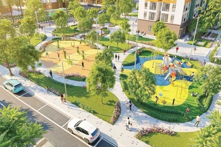 Phối cảnh không gian sinh hoạt cộng đồng của khu nhà ở xã hội Đoàn Kết.