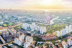 Xã Nhà Bè nhìn từ trên cao. (Ảnh UBND xã Nhà Bè cung cấp)