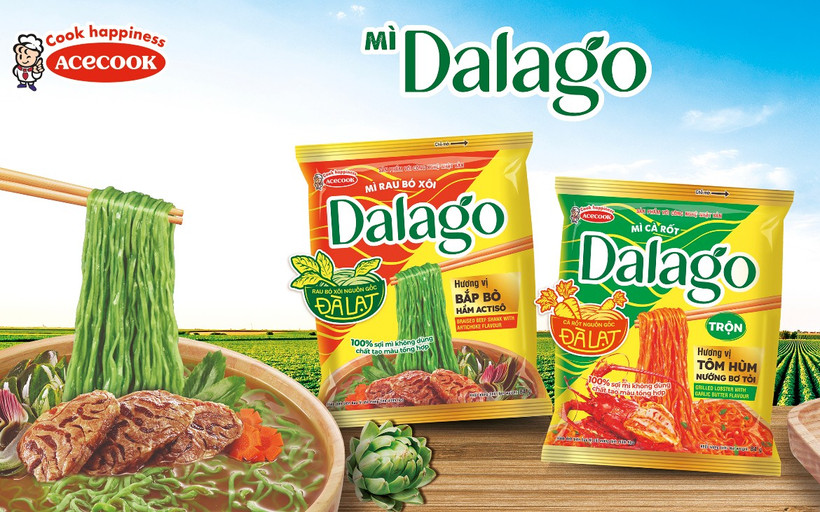 Dalago có nguyên liệu rau củ trong sợi mì với nguyên liệu được trồng và thu hoạch trực tiếp tại Đà Lạt.