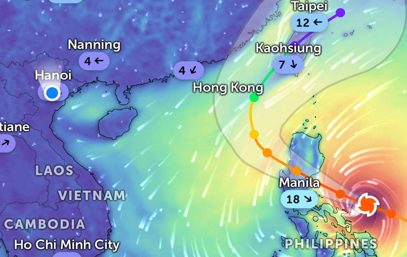 Vị trí bão Fung-Wong lúc 6 giờ 30 phút ngày 9/11. (Ảnh: Zoom Earth)