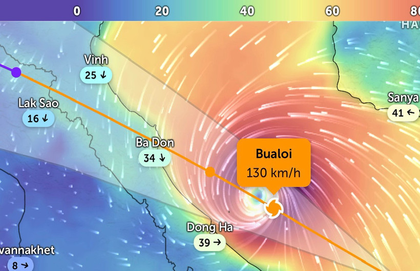 Vị trí bão số 10 lúc 15 giờ ngày 28/9. (Ảnh: Zoom Earth)