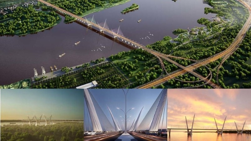 Phương án đạt giải nhất cuộc thi tuyển phương án kiến trúc cầu Thượng Cát.
