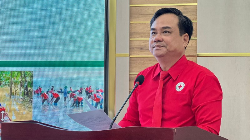 Phó Chủ tịch Trung ương Hội Chữ thập đỏ Việt Nam Vũ Thanh Lưu phát biểu khai mạc hội nghị. z6874665167731-3fdd6232b1114c51f7036576e05eba89-9390.jpg