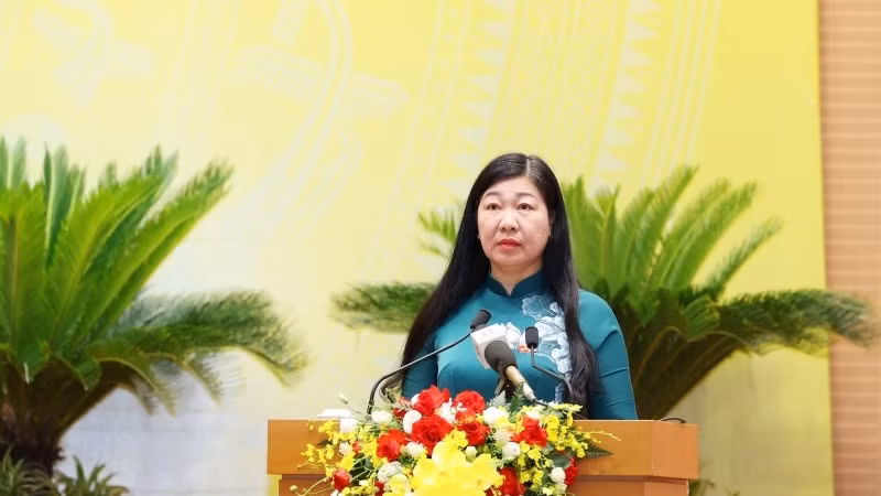 Chủ tịch Ủy ban Mặt trận Tổ quốc thành phố Hà Nội Nguyễn Lan Hương.