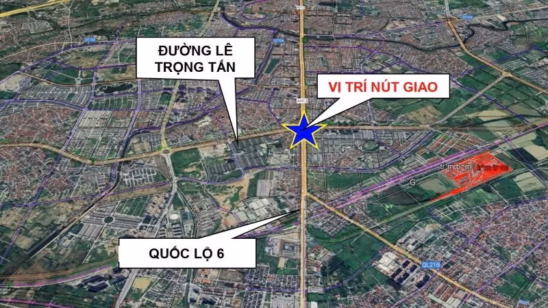 Sơ đồ vị trí xây dựng cầu vượt nút giao đường Lê Trọng Tấn-Quốc lộ 6