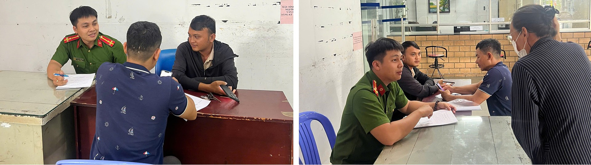 Cán bộ Công an xã Hóc Môn tiếp công dân, giải quyết thủ tục hành chính. ghep45.jpg