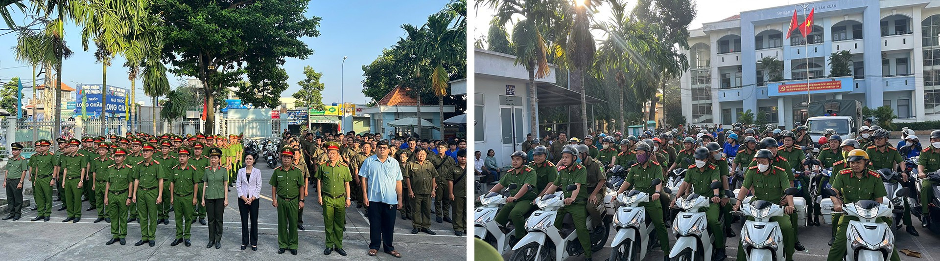 Công an xã Hóc Môn phối hợp cùng cán bộ địa phương ra quân trấn áp tội phạm. tap-the.jpg
