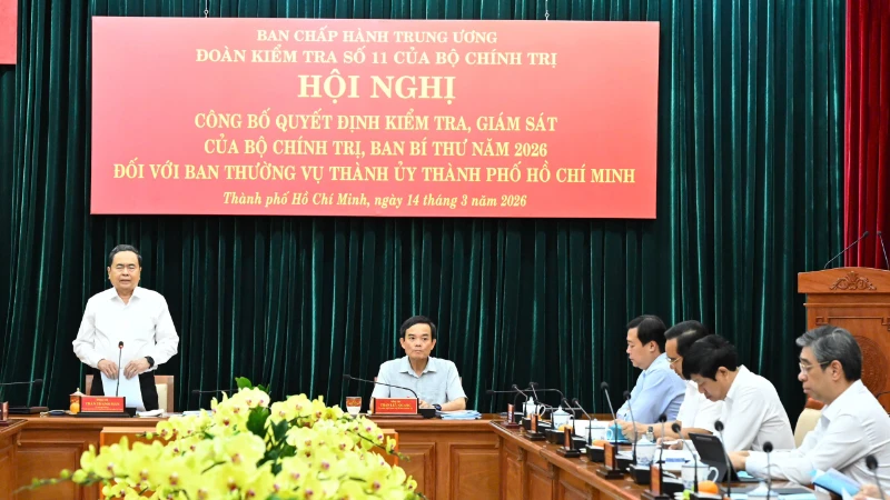 Chủ tịch Quốc hội Trần Thanh Mẫn phát biểu tại Hội nghị. (Ảnh: VIỆT DŨNG)