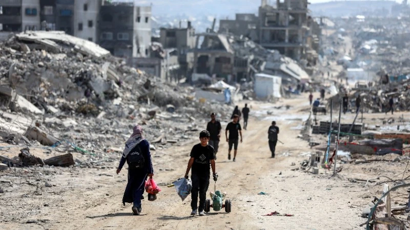 Người dân Palestine tại Dải Gaza. (Ảnh: THX/TTXVN)