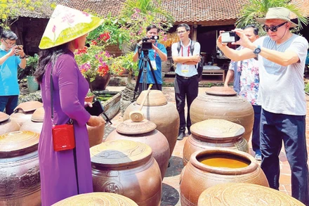 Đoàn phóng viên quốc tế và kiều bào tìm hiểu về giá trị văn hóa làng cổ Đường Lâm (Hà Nội)
