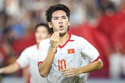 Lê Văn Thuận ghi bàn thắng duy nhất ấn định chiến thắng cho U23 Việt Nam. (Ảnh: VFF)