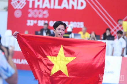 Khuất Hải Nam vượt qua vận động viên chủ nhà Thái Lan để mang về Huy chương Vàng. (Ảnh: HOÀNG MINH)