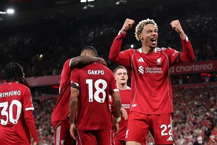 Tiền đạo người Pháp - Hugo Ekitike có màn ra mắt mỹ mãn tại Premier League. (Ảnh: Liverpool FC)