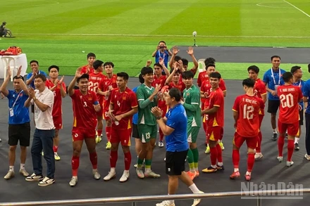 U22 Việt Nam giành vé vào bán kết đầy thuyết phục. (Ảnh: XUÂN SƠN)