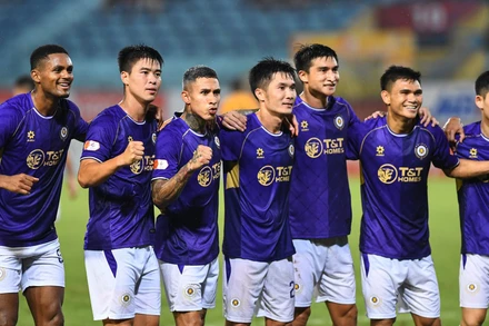 Hà Nội FC có chiến thắng đầu tiên tại mùa giải V-League 2025/26. (Ảnh: Hà Nội FC)