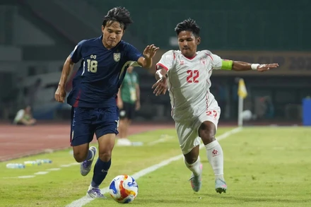 U23 Thái Lan thi đấu thiếu hiệu quả trước đối thủ yếu hơn nhiều là U23 Myanmar. (Ảnh: FAT)