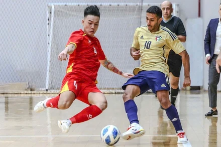Đội tuyển futsal Việt Nam thắng 3-2 trước đội tuyển futsal Kuwait. (Ảnh: VFF)