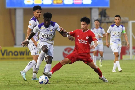 Thể Công Viettel giành chiến thắng sát nút trước Hà Nội. (Ảnh: TRẦN HẢI)